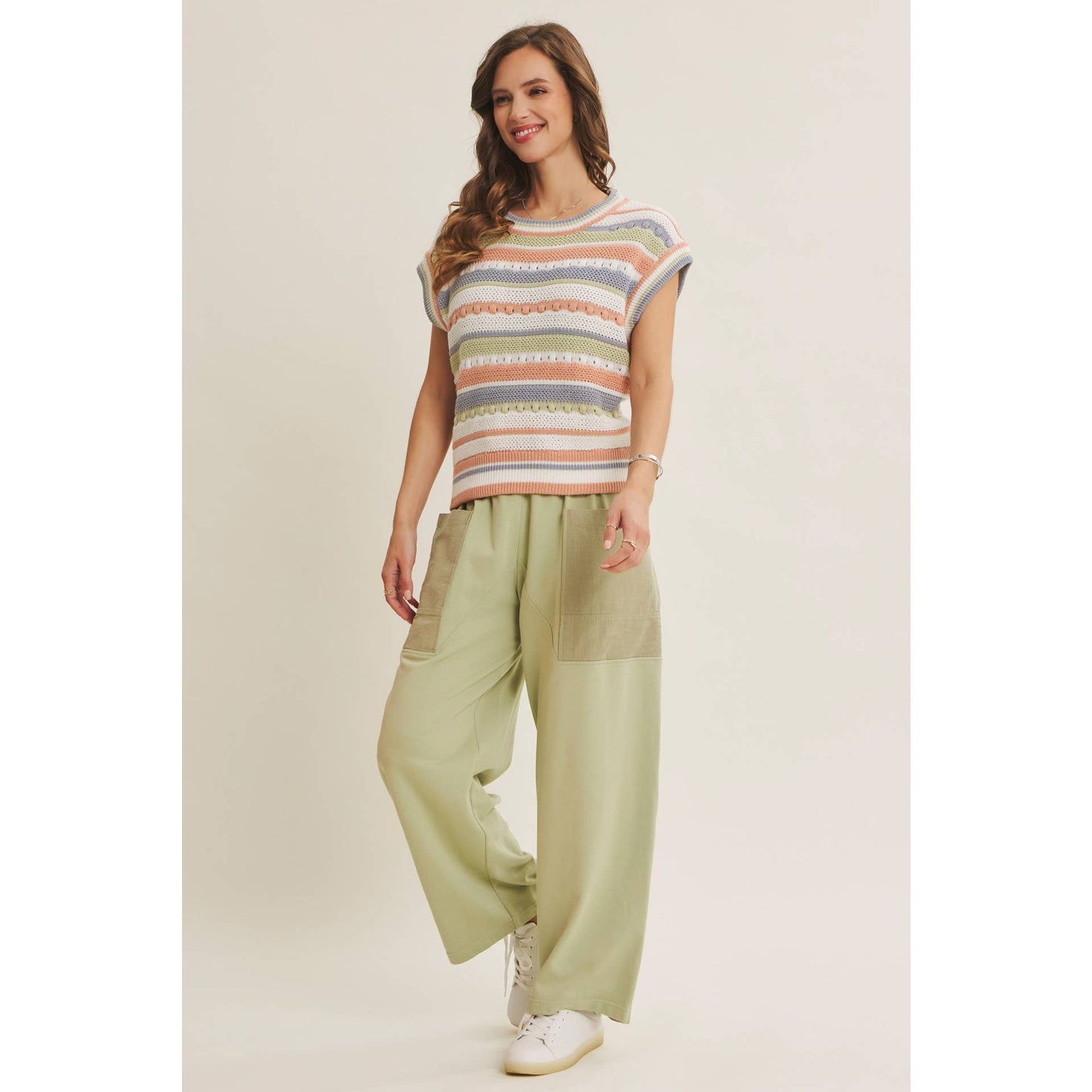 EASY BREEZY MADE FOR LAID BACK DAYS STRIPE SWEATER VEST