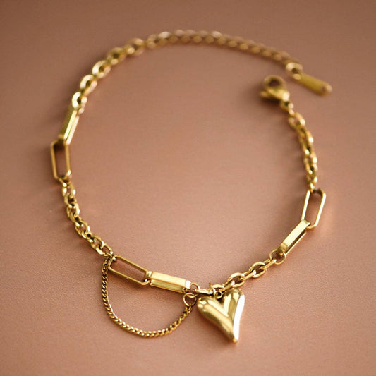 18K Gold Plated Waterproof Stainless Steel Chain Bracelet - 7432