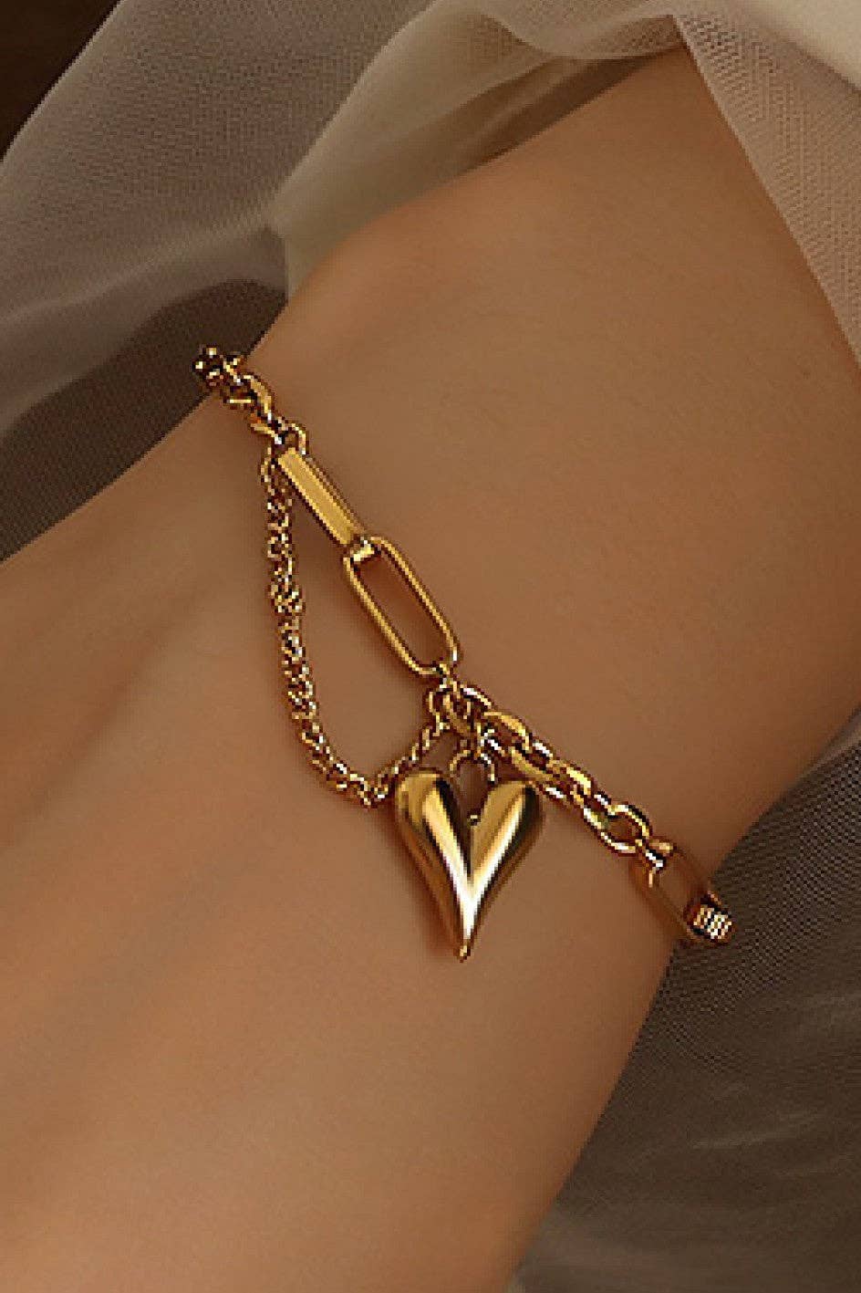 18K Gold Plated Waterproof Stainless Steel Chain Bracelet - 7432