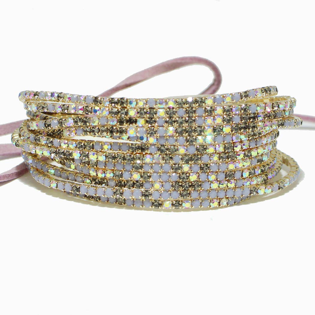 Pave rhinestone multi layered stretch bracelet