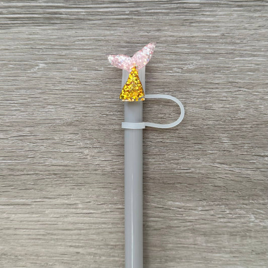 Straw Cover Topper Mermaid Tail 10mm Pink Yellow