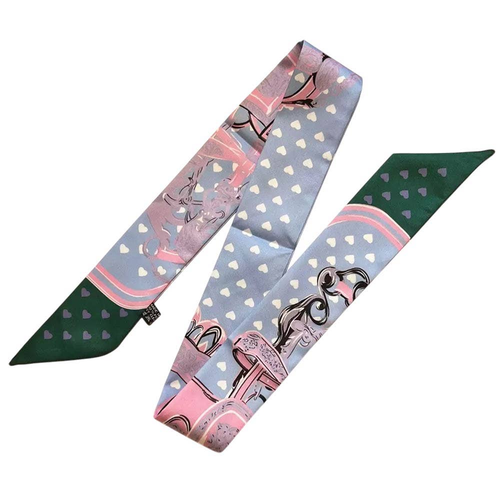 Equestrian Saddle Print Silk Feel Twilly Scarf