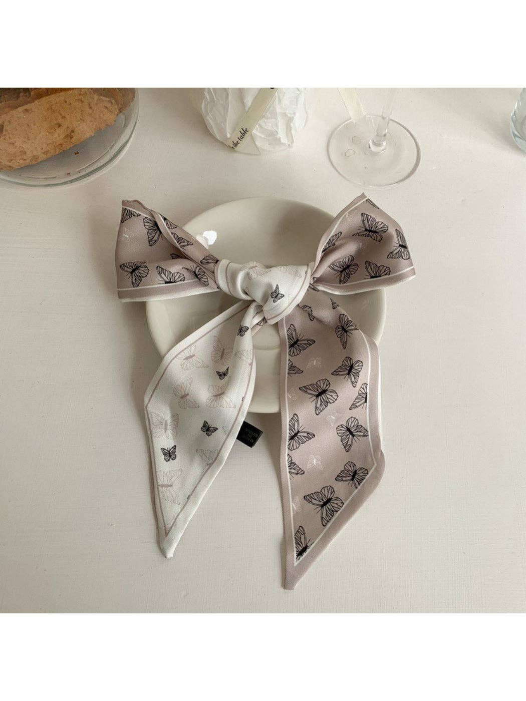 Scarvii - Vintage Butterfly Motif Skinny Scarf