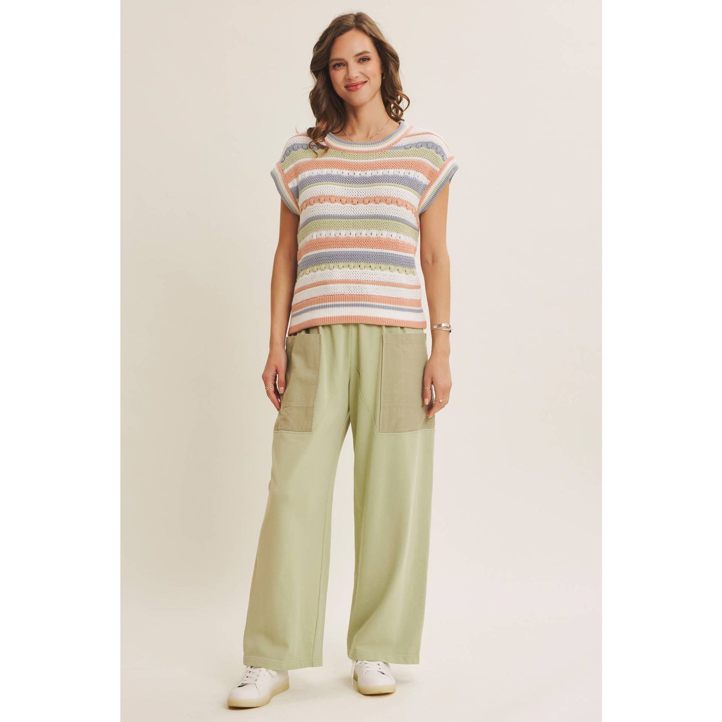 EASY BREEZY MADE FOR LAID BACK DAYS STRIPE SWEATER VEST