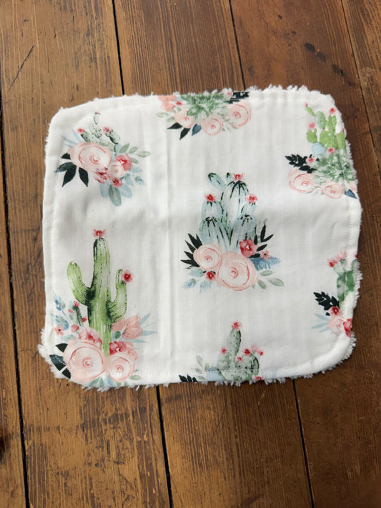 Floral cactus baby washcloth