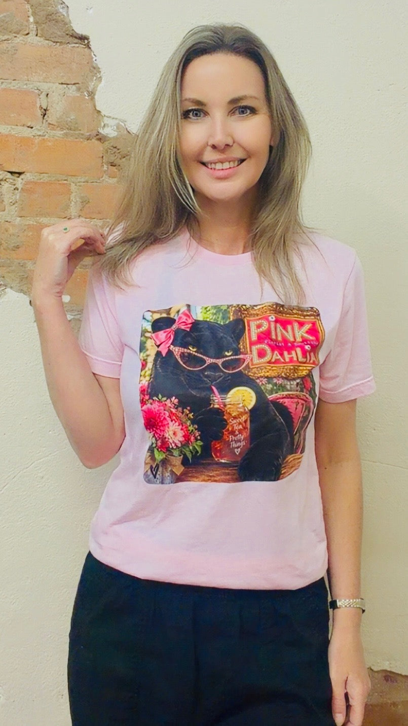 Pink Dahlia Panther Bling tee