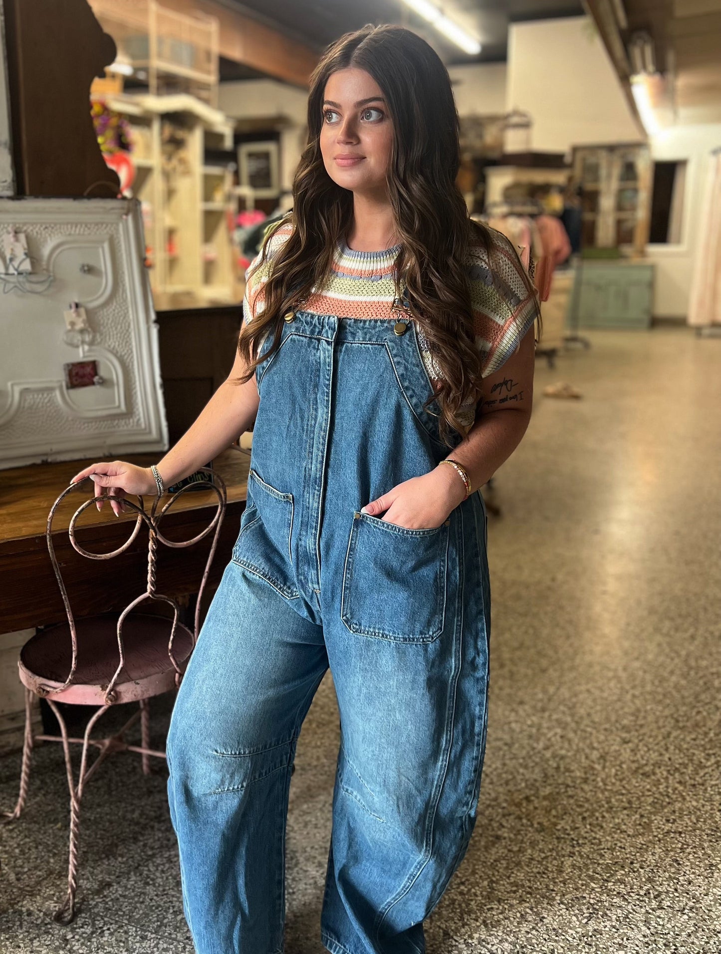Western Wide-Leg Denim Overalls LRP0336