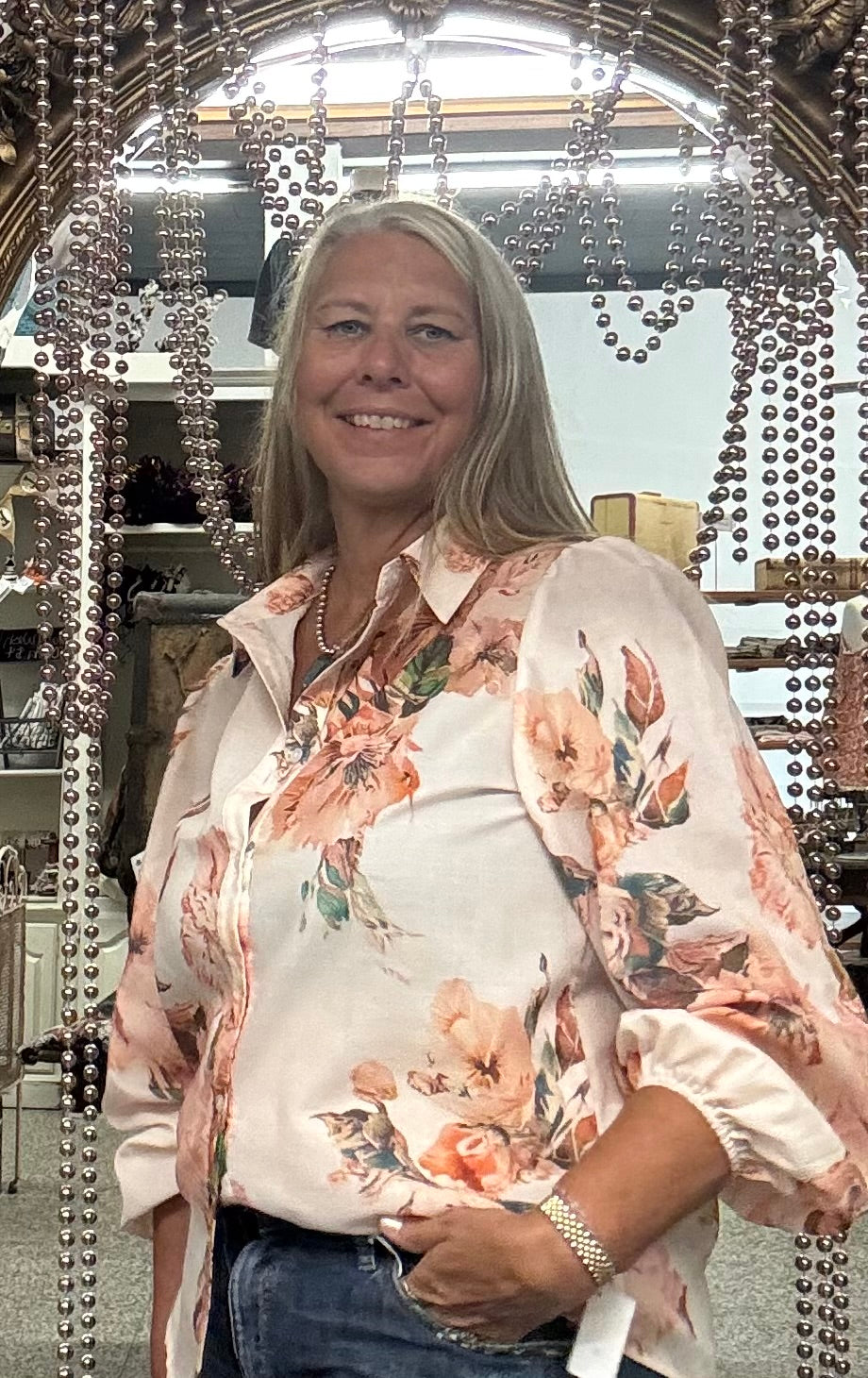 Floral Puff Sleeve Lightweight Shirt (S-XL)