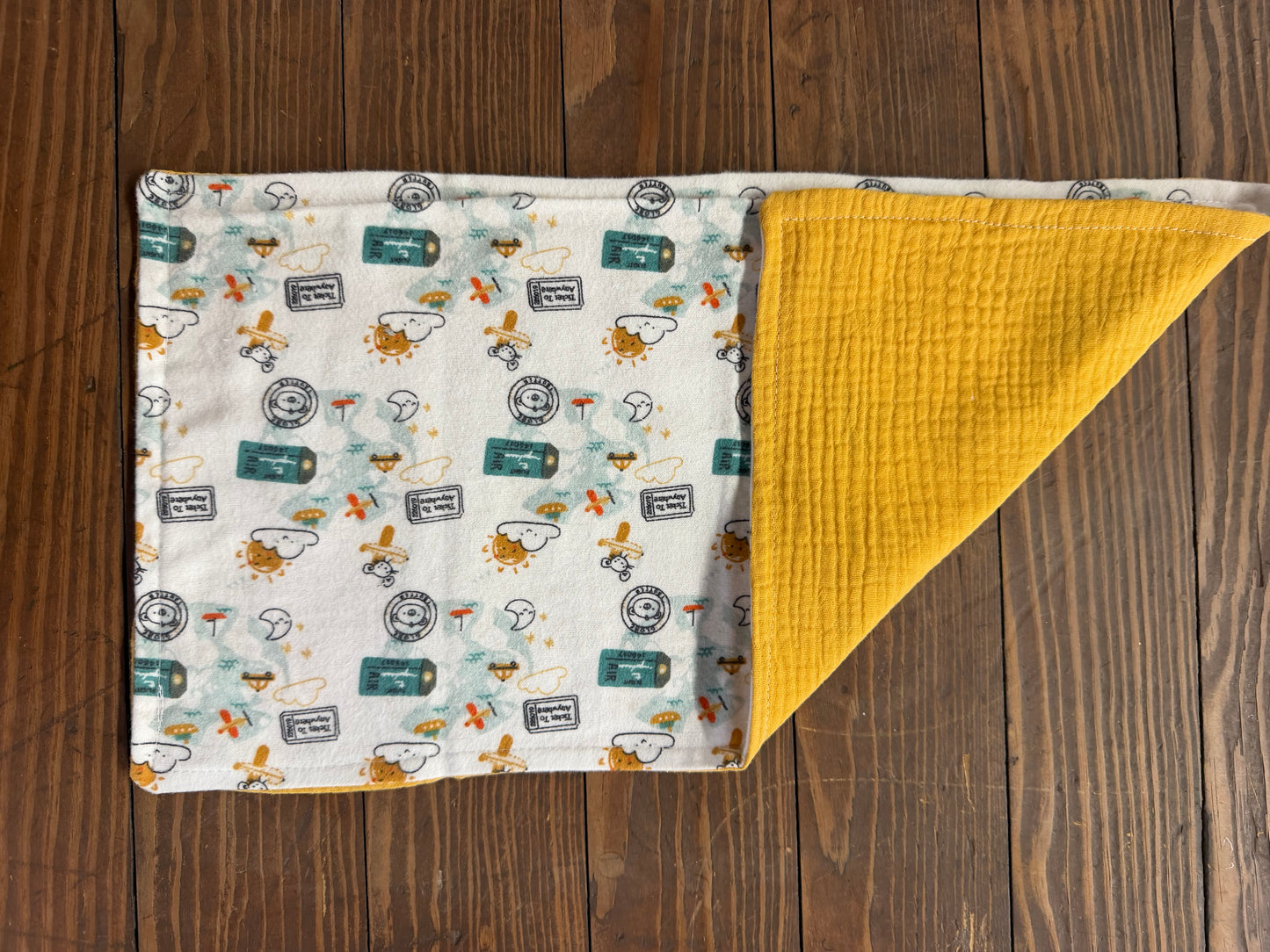 Blue skies airplane burp cloth