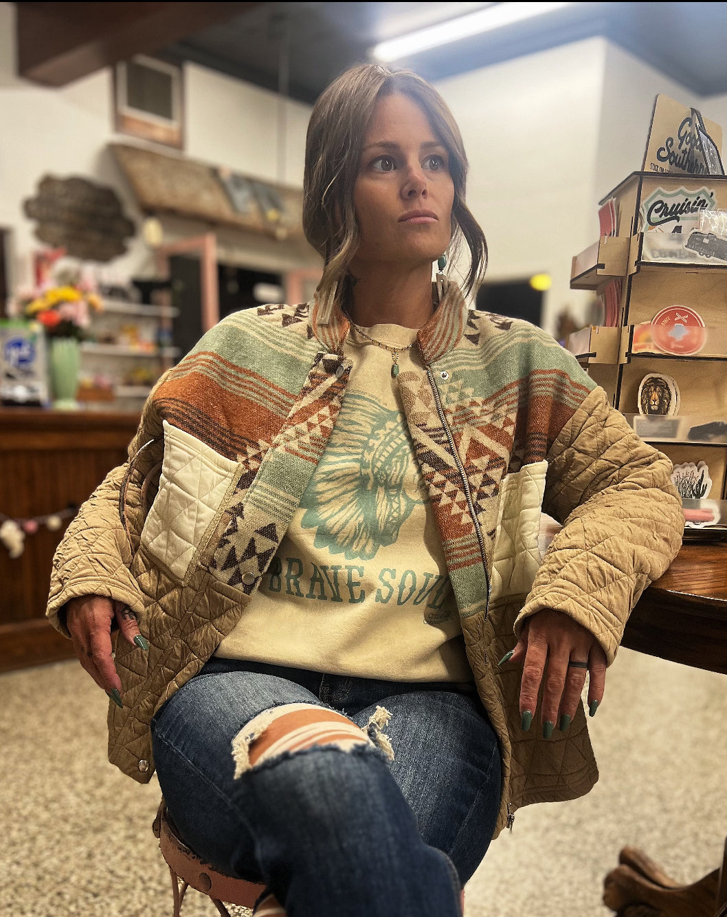 Luelle | Aztec Quilted Patchwork Western Fashion Jacket