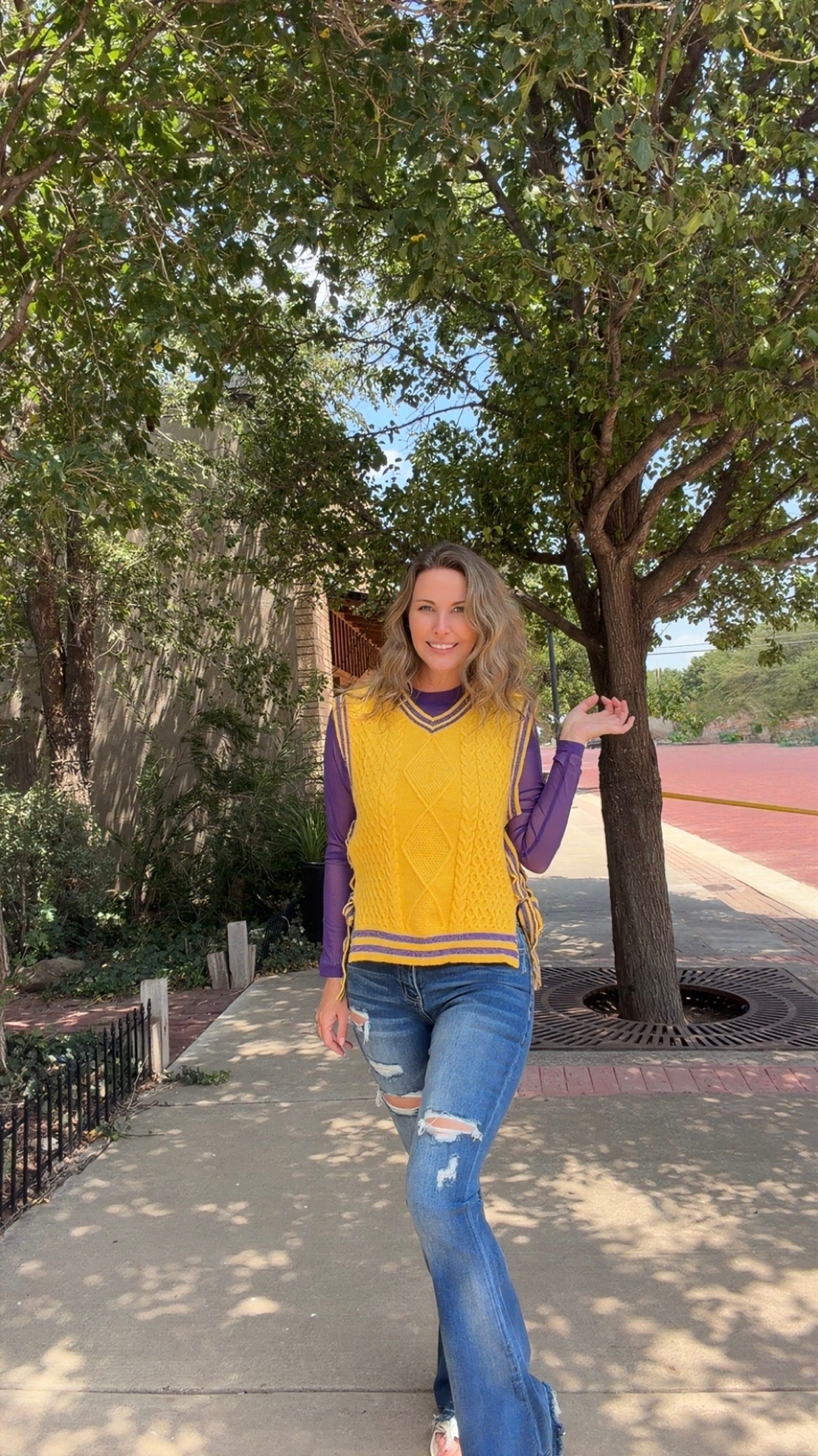 GAMEDAY THEME TEXTURED KNIT SWEATER TOP