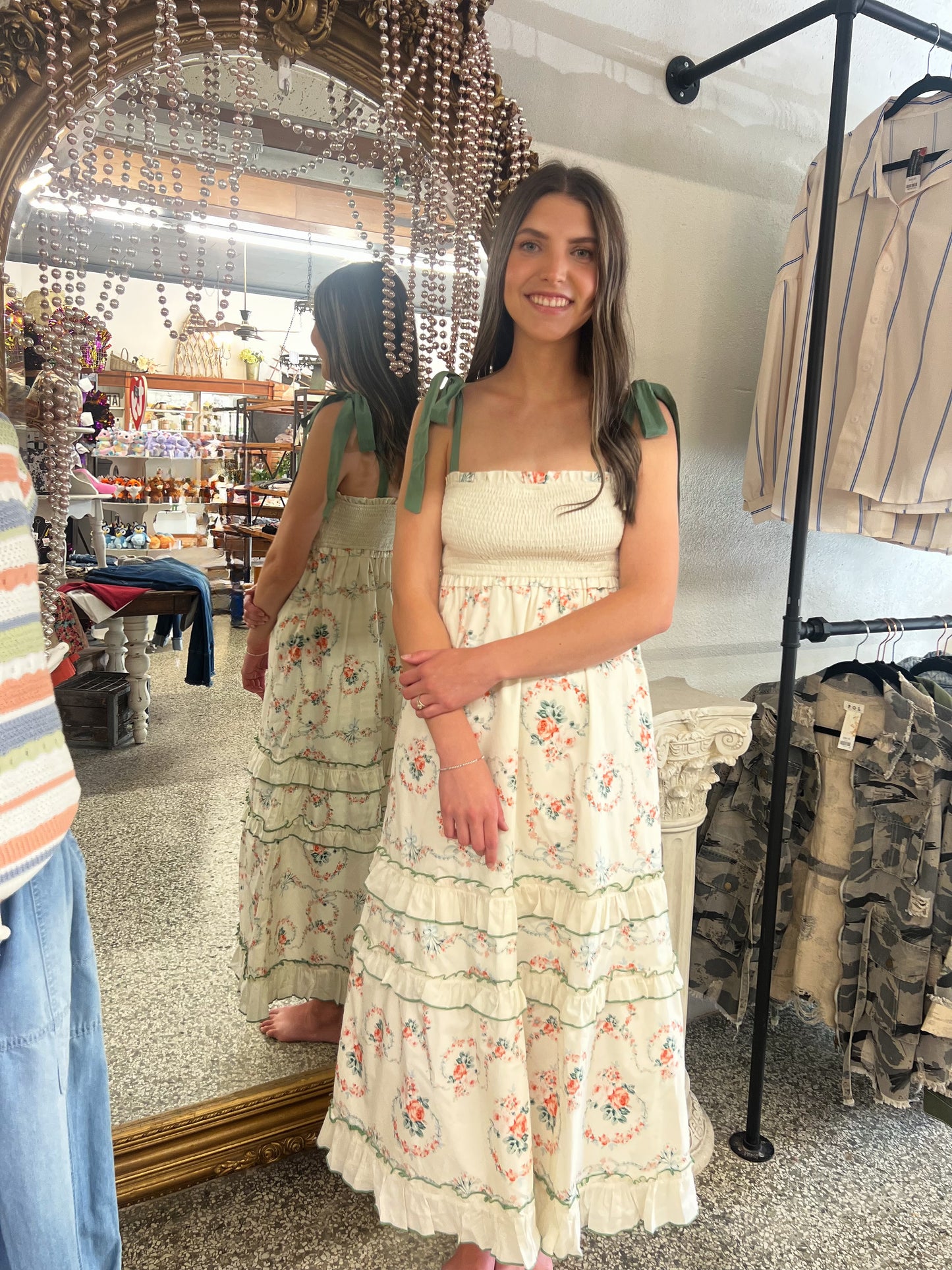 Floral Smocked Tiered Maxi Dress LD1636