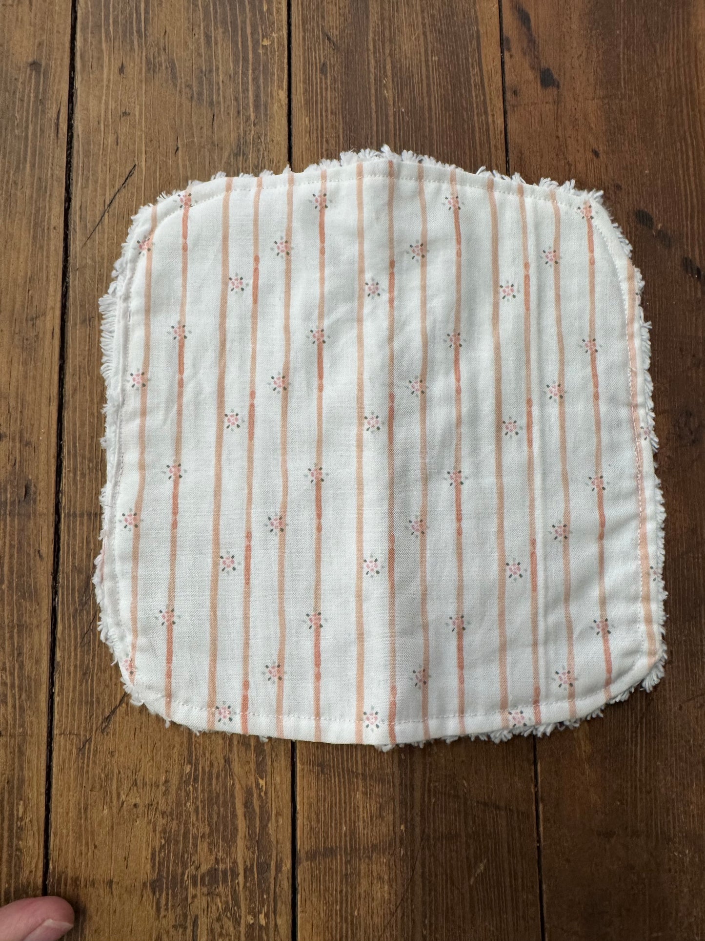 Vintage pink striped baby washcloth