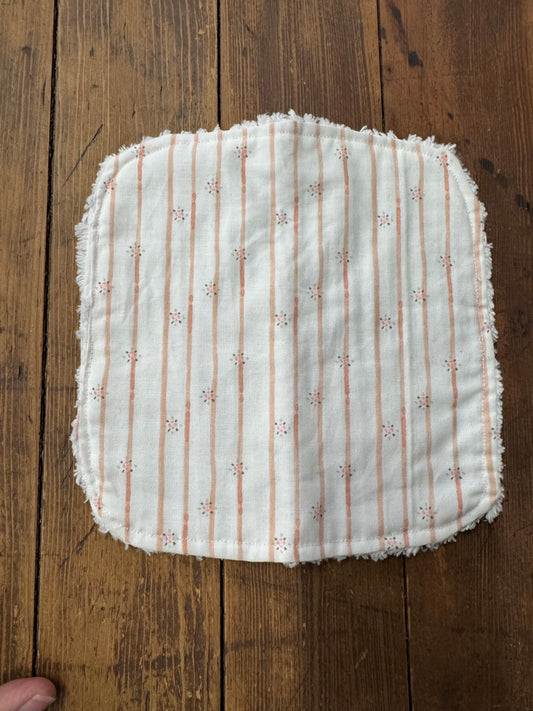 Vintage pink striped baby washcloth