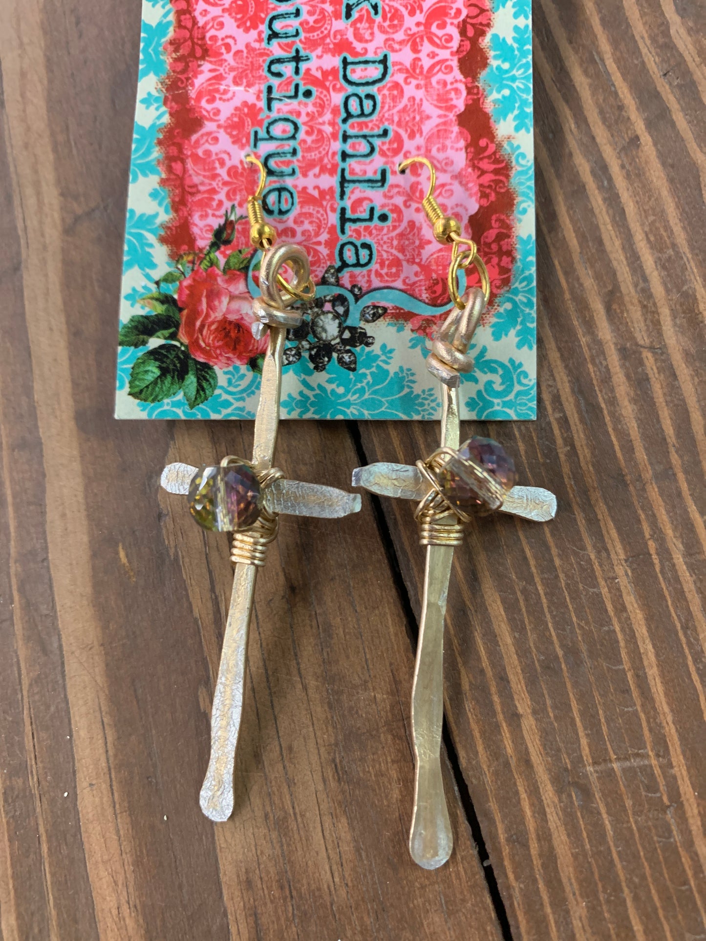 Gold cross earrings