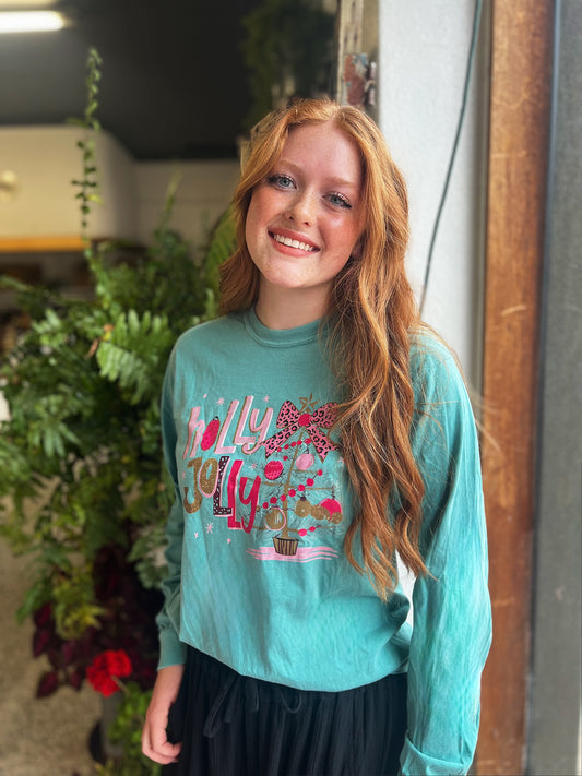 Holly Jolly Pinky Long Sleeve Graphic Tee