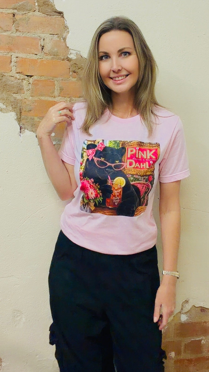 Pink Dahlia Panther Bling tee