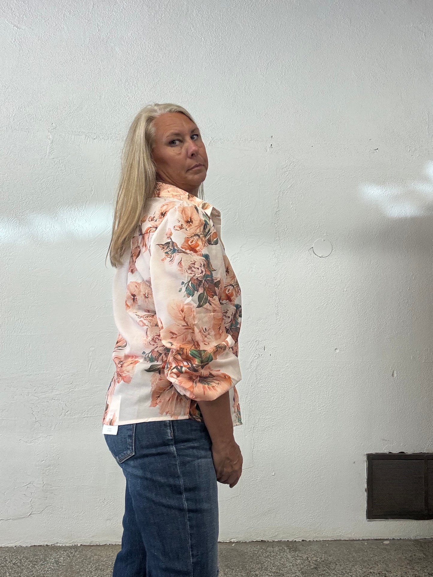 Floral Puff Sleeve Lightweight Shirt (S-XL)