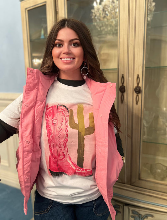 BOMBER STYLE PUFFER VEST WITH POCKETS