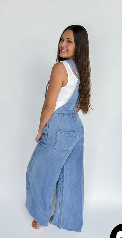 Boho denim overalls