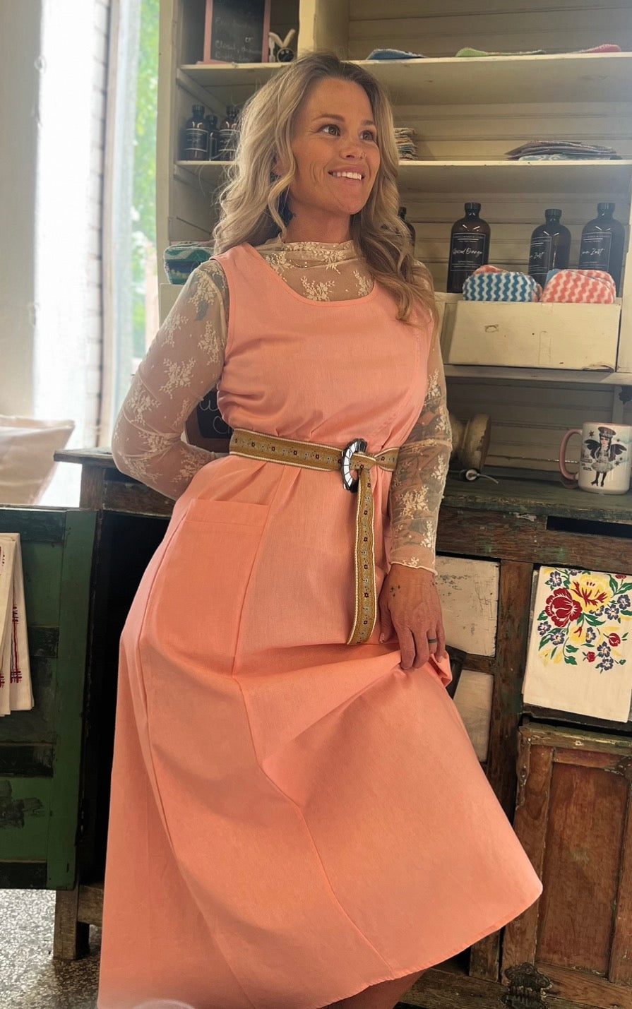 Sleeveless Linen Dress with Pockets