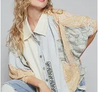 Oversized mixed print top