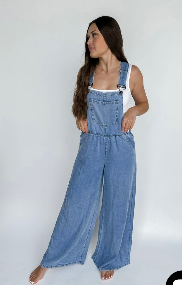 Boho denim overalls