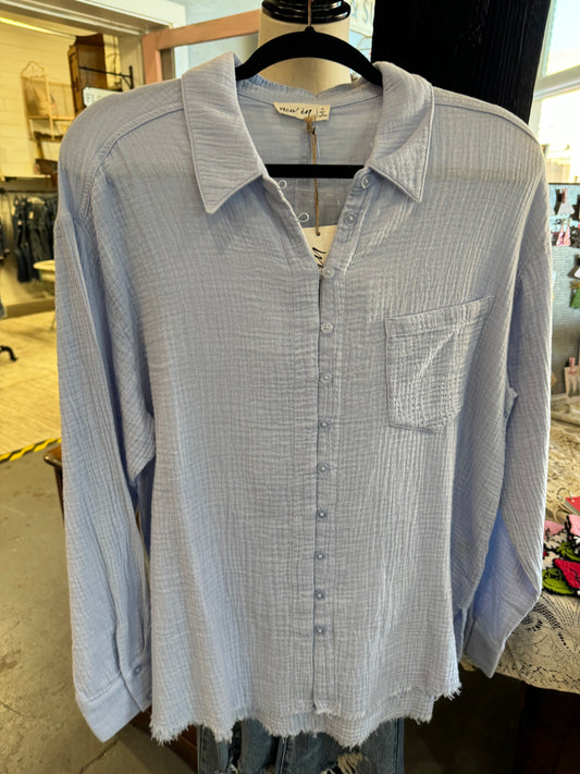 Button up blue top