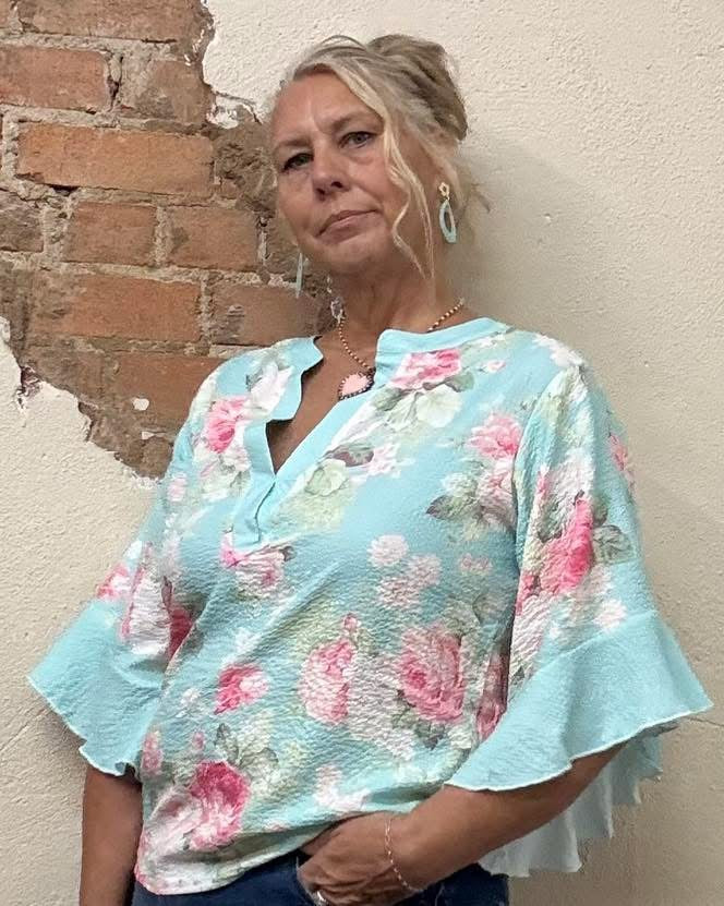 Floral Print Ruffle Sleeve Top