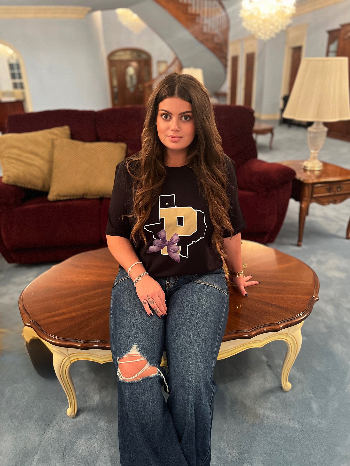 Pather Coquette Texas H Bow Graphic T-Shirt