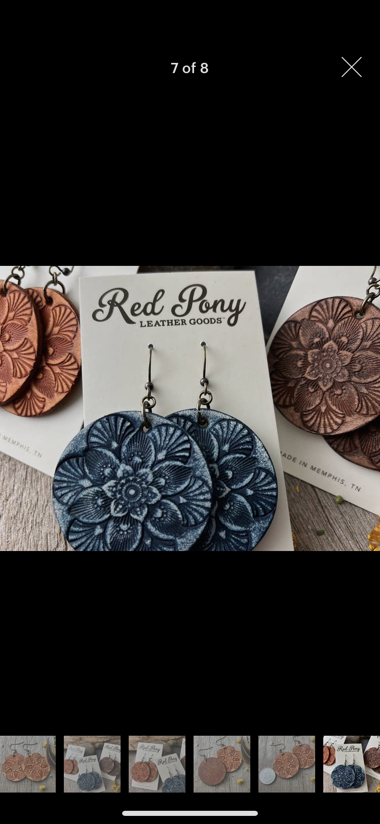 Hand Tooled Leather Mandala Earrings