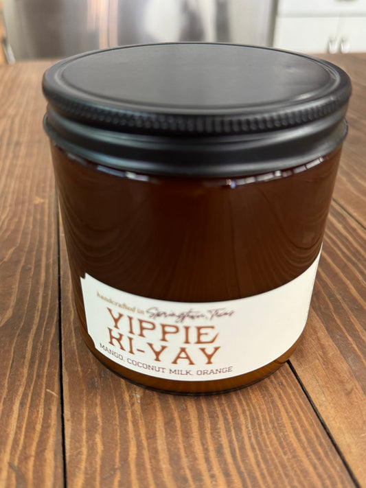 Yippie ki-yay candle