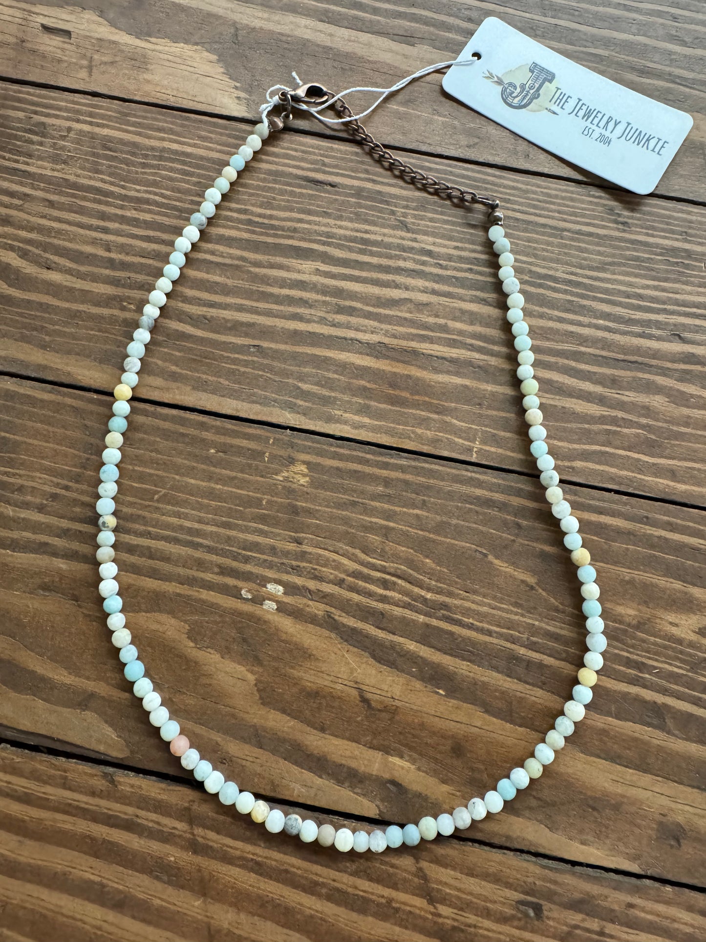 Frosted Amazonite Collar Length Beaded Necklace
