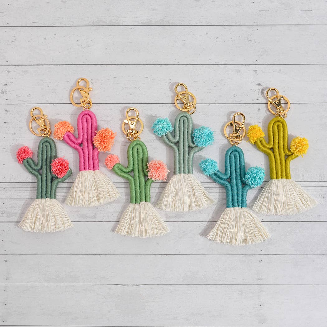 Boho Woven Fringed Cactus Bag Pendant