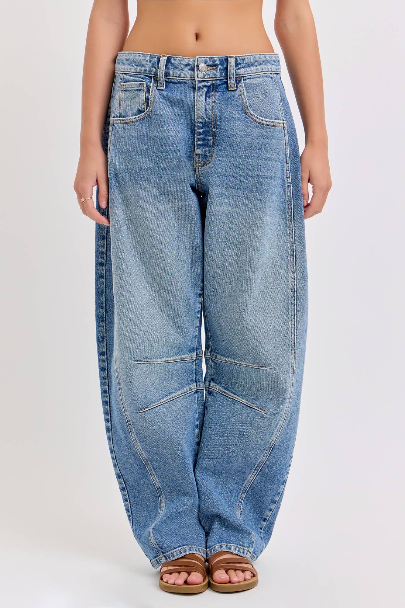 Mid Waisted Barrel Leg with Long Inseam