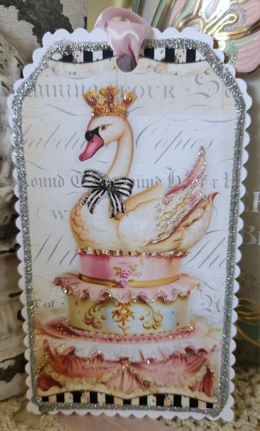 Gift Tag Swan n Cake