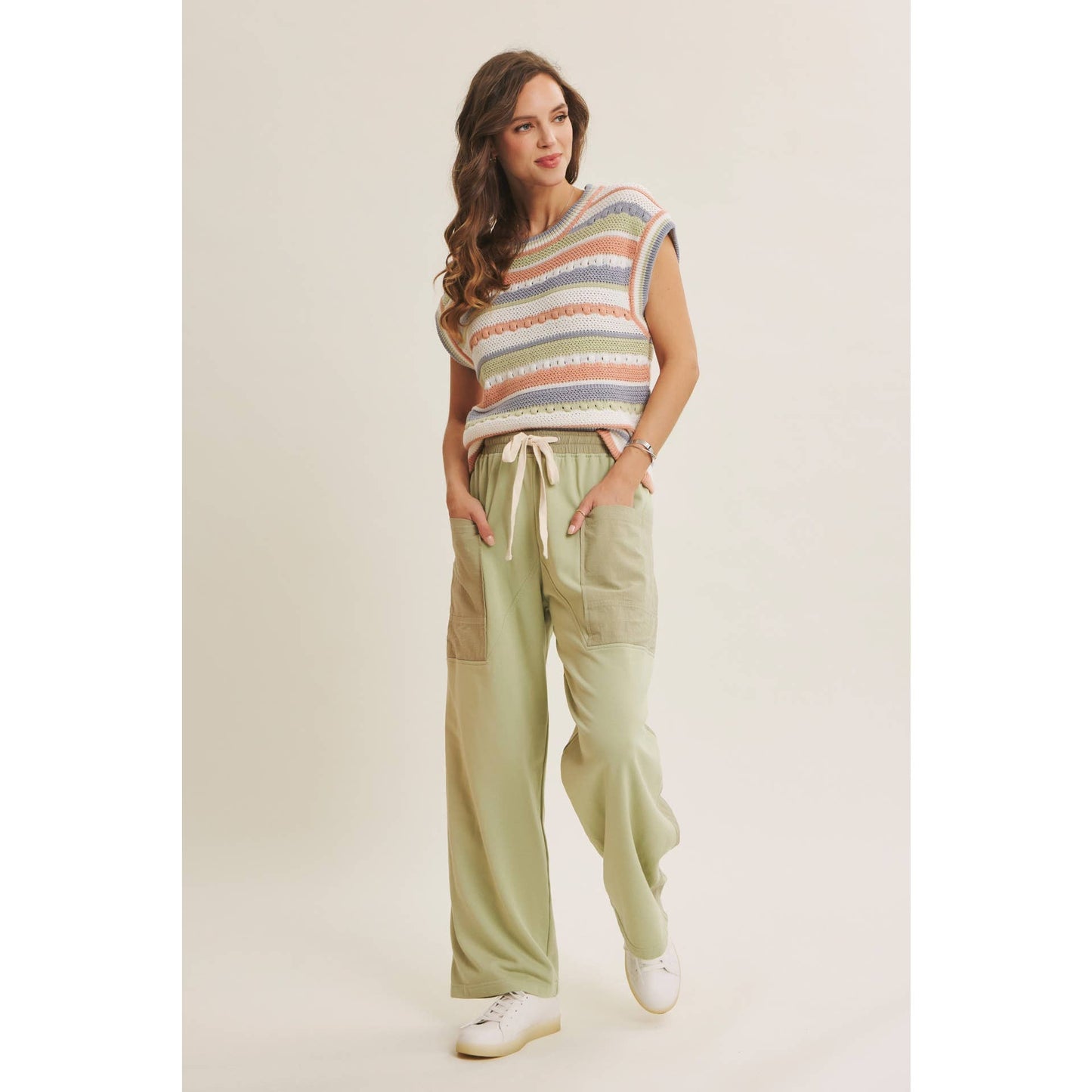 EASY BREEZY MADE FOR LAID BACK DAYS STRIPE SWEATER VEST