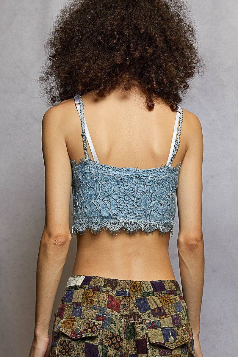 Empire lace crochet bodice adjustable strap crop top