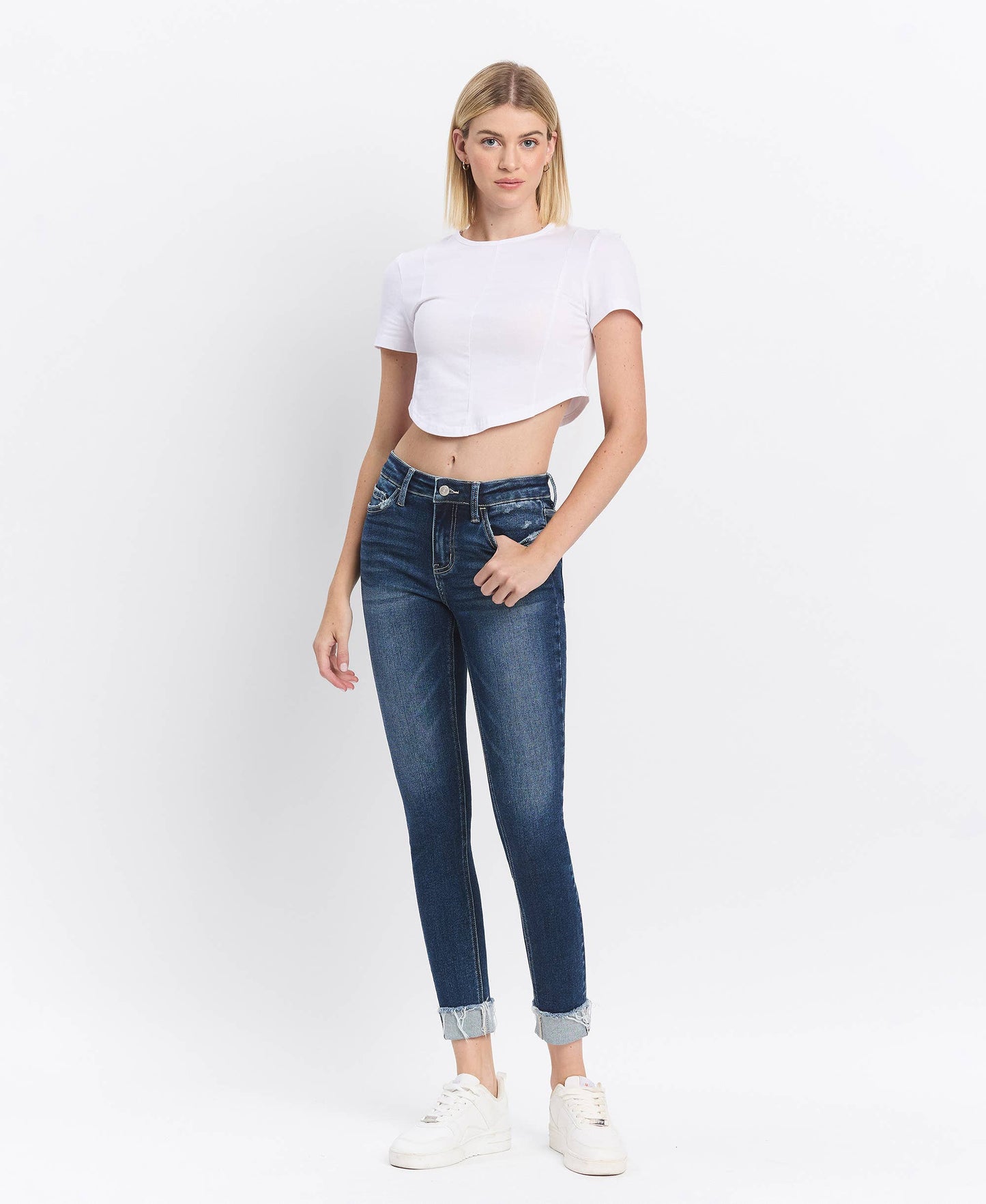 Lovervet MID RISE DARK WASH CUFFED SKINNY JEANS LV1280D