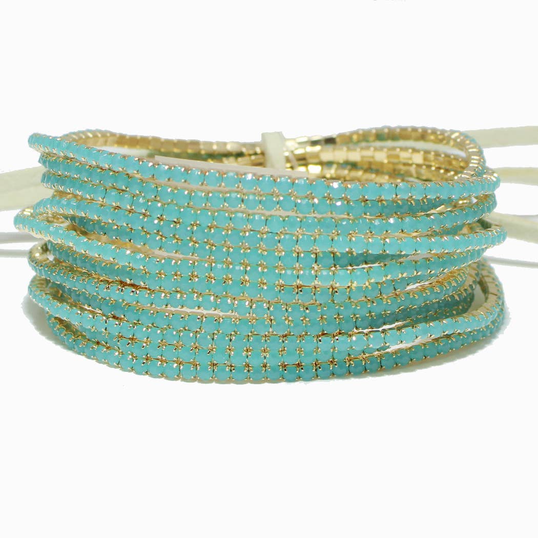 Pave rhinestone multi layered stretch bracelet