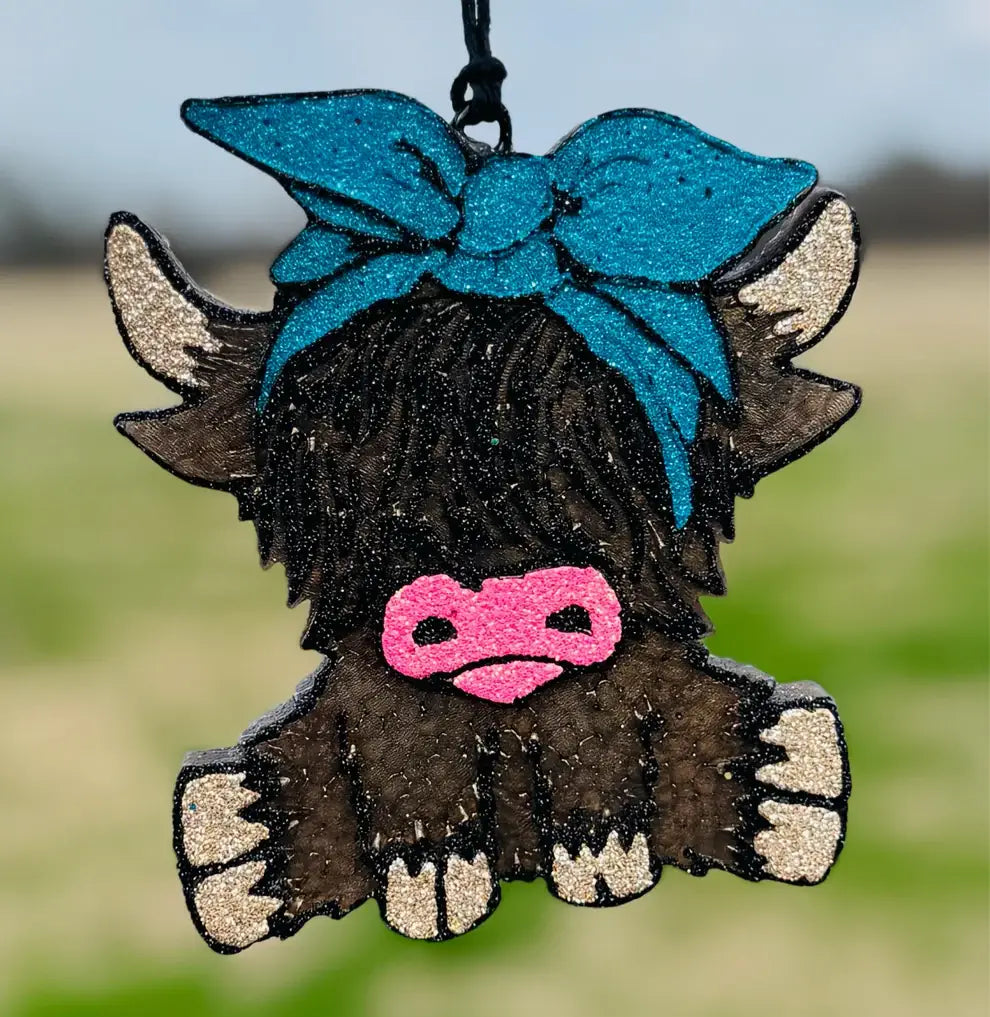 Highland Cow with Bow/Car Scent/Air Freshener