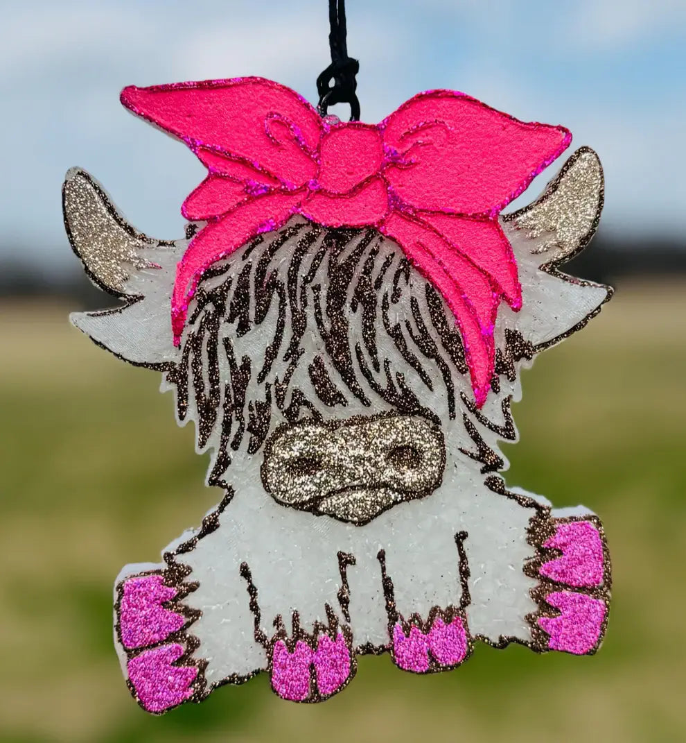 Highland Cow with Bow/Car Scent/Air Freshener
