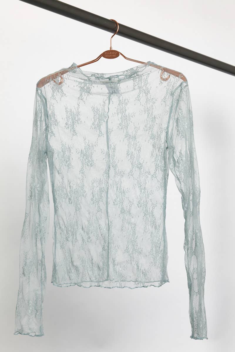 LONG SLEEVE SHEER LACE MESH TOP