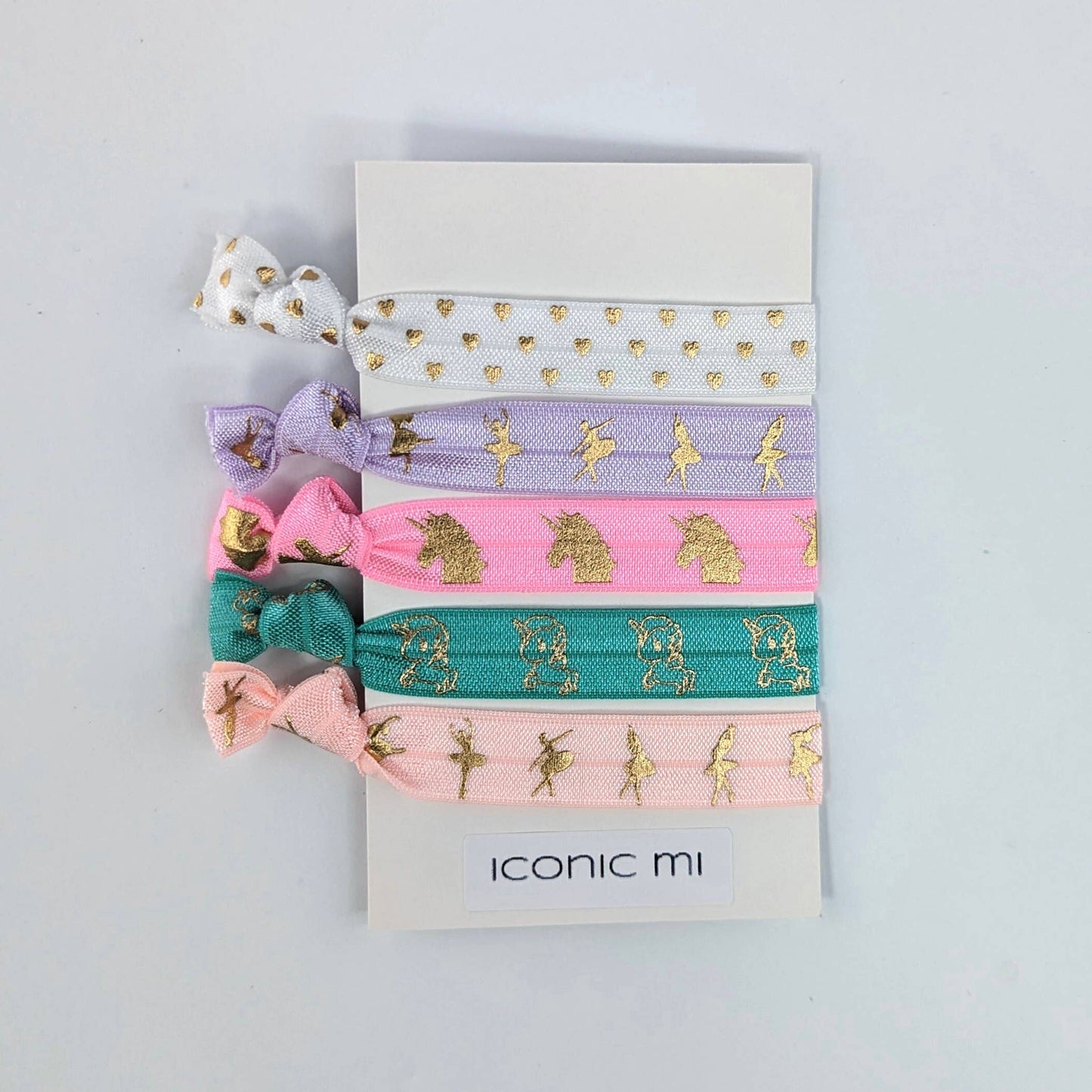 Knotted ribbon unicorn hair ties