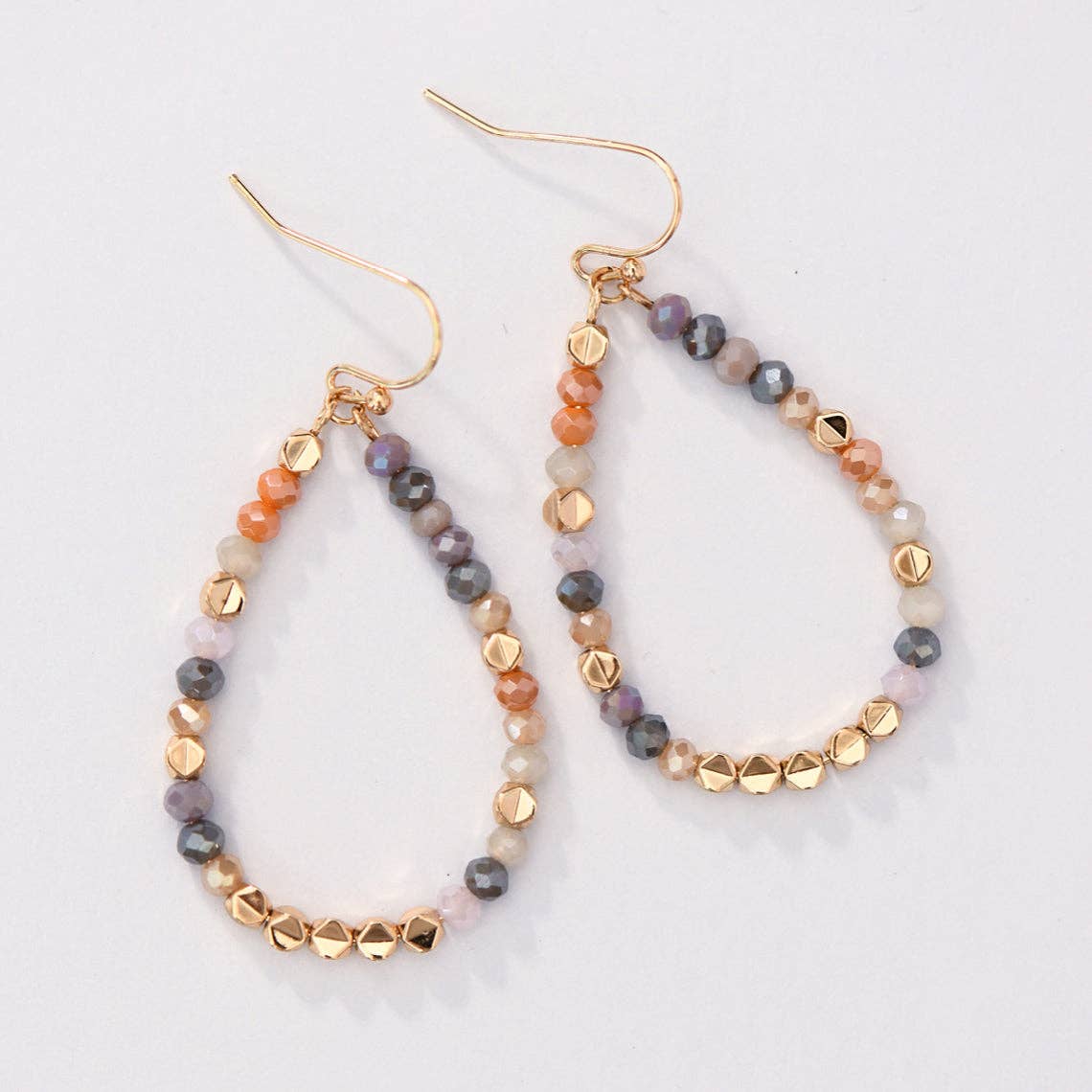 Multicolor Glass Crystal Beaded Teardrop Earrings – 8098