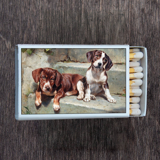 Puppies Matchbox • Decorative Matches • Candle Acc
