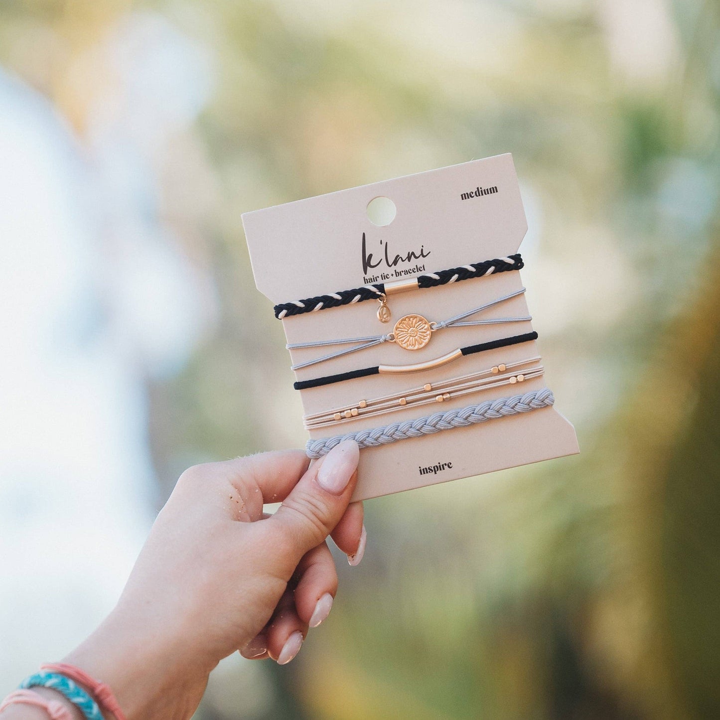 "Inspire" Flower Charm Hair Tie Bracelets