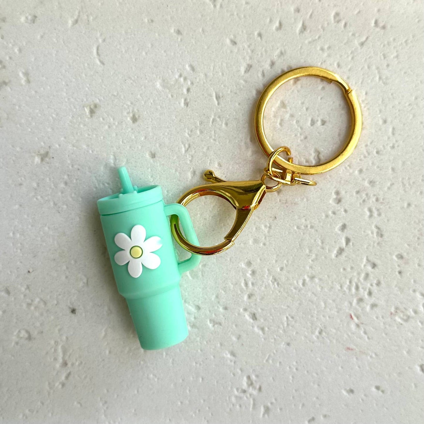 Petite Tumbler with Gold Hardware Keychain Aqua Mint