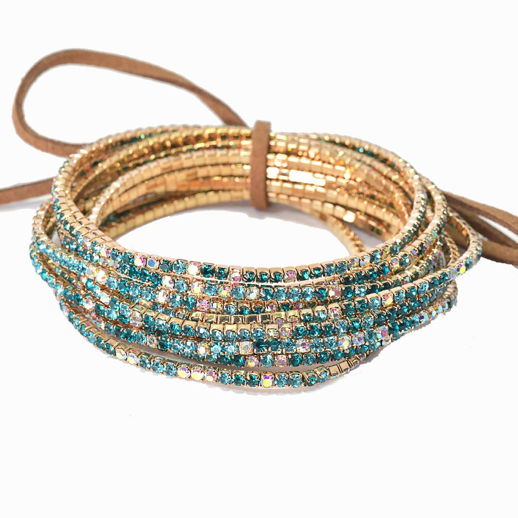 Pave rhinestone multi layered stretch bracelet