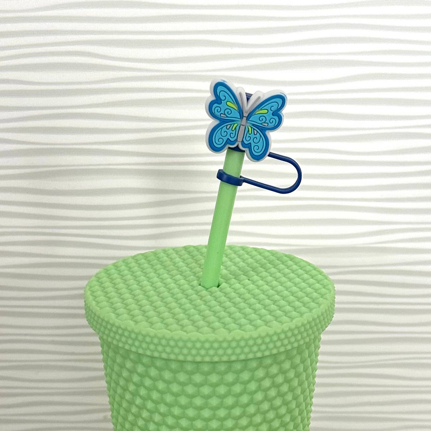 Straw Cover Blue Butterfly 7mm